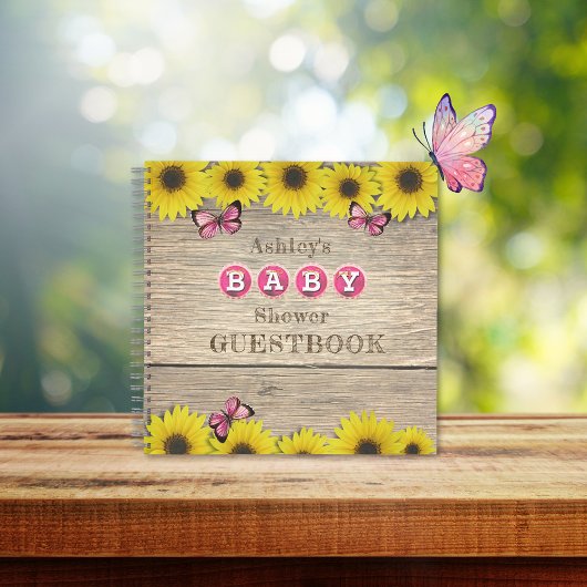 Sonnenblume Pink Butterfly Baby Showbook Notizblock