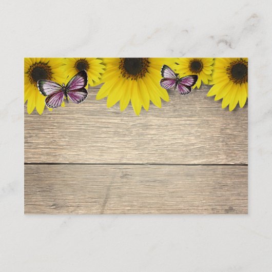 Sonnenblume Pink Butterfly Babydusche Buchungsanfr Begleitkarte (Rückseite)