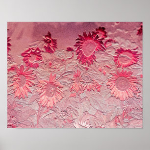 Sonnenblume Pink Floral Vintage Chic Design Poster