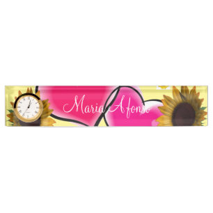 Sonnenblume Pink Hearts Desk Namplate Namensplakette