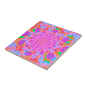 Sonnenblume Pink Orange Lila Vintage Kunst Fliese