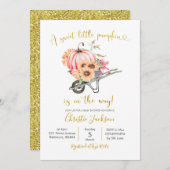 Sonnenblume Pink Pumpkin Baby Dusche Einladung (Vorne/Hinten)