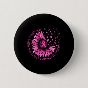 Sonnenblume Pink Ribbon Butterfly Brustkrebs Krieg Button