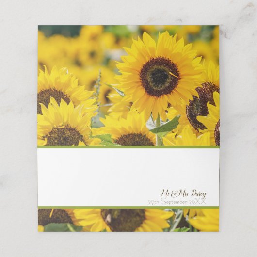 Sonnenblume-Platzkarte Platzkarte (Außenseite Aufgefaltet)