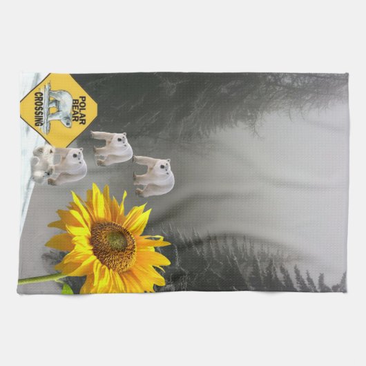 Sonnenblume Polar Bär Blumenkochtuch Geschirrtuch (Horizontal)