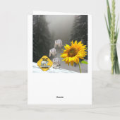 Sonnenblume Polar Bär Blütengeklappte Grußkarte Karte (Rückseite)