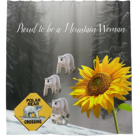 Sonnenblume Polar Bären Blumendusche Vorhang (Vorderseite)