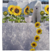 Sonnenblume Polar Bären Duschvorhang (Vorderseite)