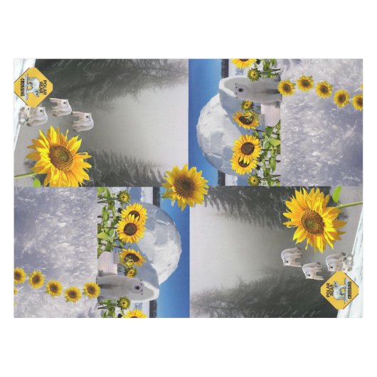 Sonnenblume Polar Bear Bloral Tableclout Tischdecke (Vorderseite (Horizontal))