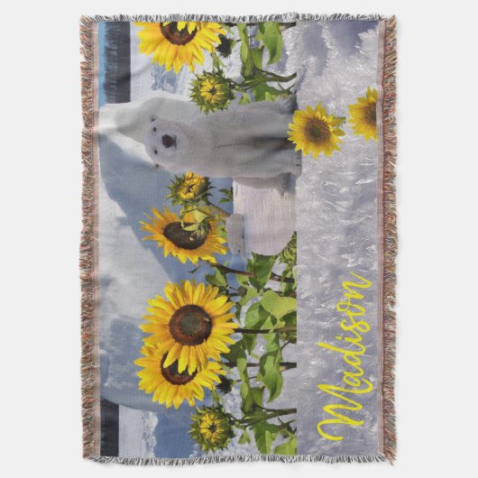 Sonnenblume Polar Bear Throw Blanket Decke (Vorderseite Vertikal)