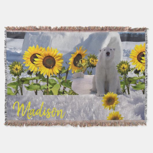 Sonnenblume Polar Bear Throw Blanket Decke (Vorderseite)