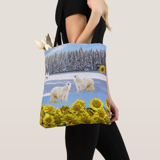 Sonnenblume Polar Bear Tote Beutel Tasche (Von Nahem)