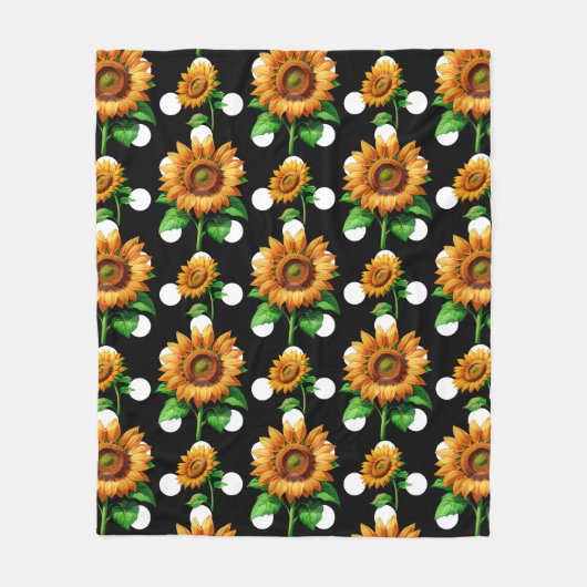 Sonnenblume Polka Dots Fleecedecke (Vorderseite)