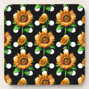 Sonnenblume Polka Dots Getränkeuntersetzer