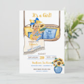 Sonnenblume Porch Schwingen Gelbe Blaublume Biene Einladung (Stehend Vorderseite)