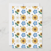 Sonnenblume Porch Schwingen Gelbe Blaublume Biene Einladung (Rückseite)