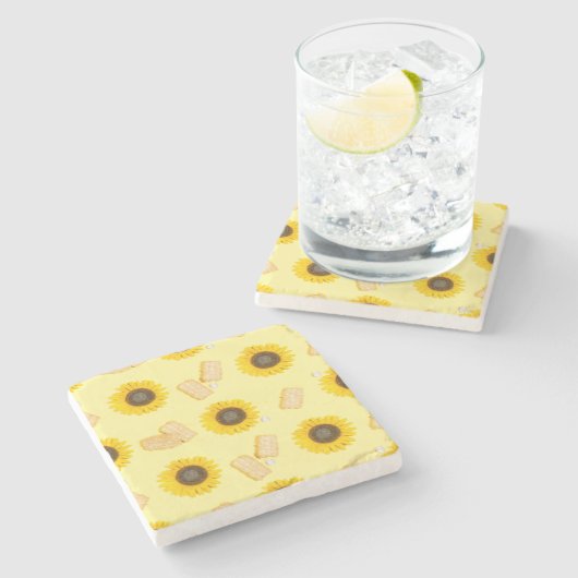 Sonnenblume Power Steinuntersetzer (Seitenansicht)