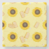 Sonnenblume Power Steinuntersetzer (Vorderseite)