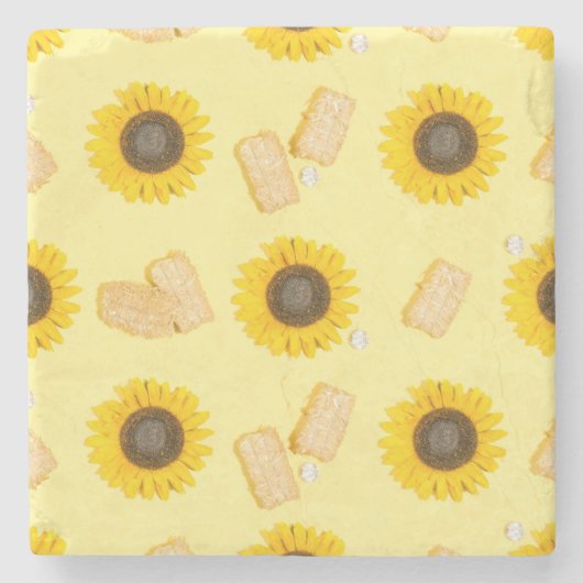 Sonnenblume Power Steinuntersetzer (Vorderseite)