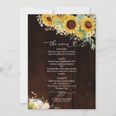 Sonnenblume Pumpkin Burgundy Wedding Menu Card Einladung (Vorderseite)