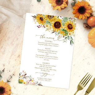 Sonnenblume Pumpkin Burgundy Wedding Menu Card Einladung