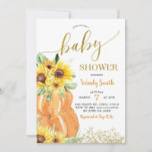 Sonnenblume Pumpkin Fall Baby Dusche Einladung (Vorderseite)