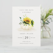 Sonnenblume Pumpkin Floral Save the Date einladen Dankeskarte (Stehend Vorderseite)