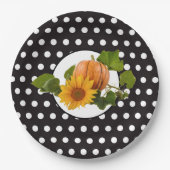 Sonnenblume & Pumpkin Polka Dot Erntedank Pappteller (Vorderseite)