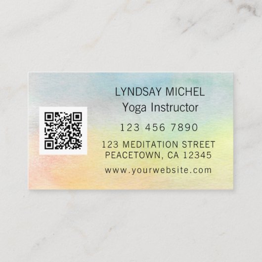 Sonnenblume QR Code Yoga Instructor Visitenkarte (Rückseite)