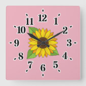 Sonnenblume Quadratische Wanduhr (Vorderseite)