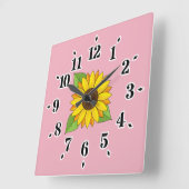 Sonnenblume Quadratische Wanduhr (Winkel)
