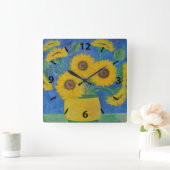 Sonnenblume Quadratische Wanduhr (Zuhause)