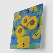 Sonnenblume Quadratische Wanduhr (Winkel)