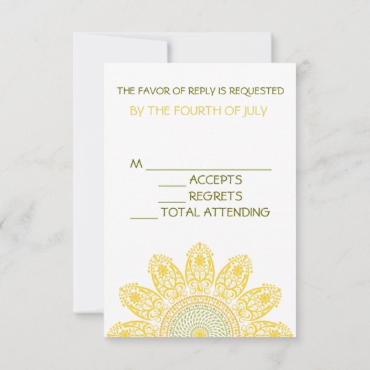 Sonnenblume R.S.V.P. RSVP Karte (Rückseite)