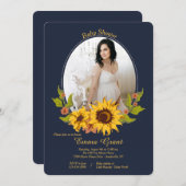 Sonnenblume-Rahmen-Foto-Baby-Duschen-Einladung Einladung (Vorne/Hinten)