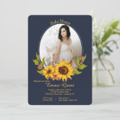 Sonnenblume-Rahmen-Foto-Baby-Duschen-Einladung Einladung (Stehend Vorderseite)