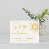 Sonnenblume Real Gold Foil Minimalistisch RSVP Car Folie Einladungspostkarte (Stehend vorne)