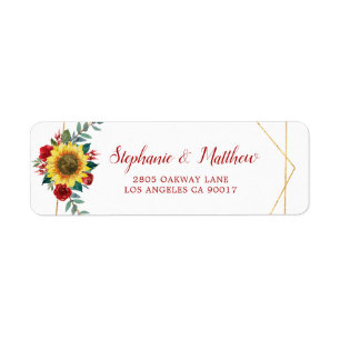 Sonnenblume Red Floral Geometric Goldadresse