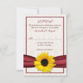 Sonnenblume Red Ribbon Damask Wedding RSVP Card (Vorderseite)