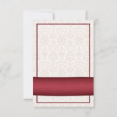 Sonnenblume Red Ribbon Damask Wedding RSVP Card (Rückseite)