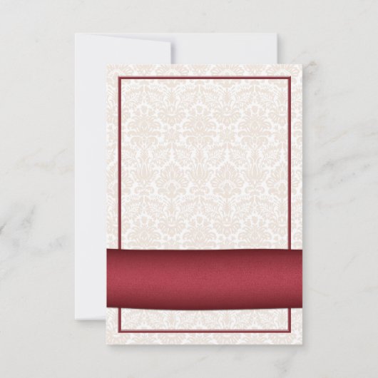 Sonnenblume Red Ribbon Damask Wedding RSVP Card (Rückseite)