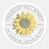 Sonnenblume, reines Honigetikett Runder Aufkleber (Vorderseite)