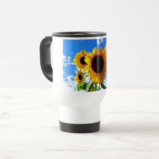 Sonnenblume-Reise-Tasse Reisebecher (Vorderseite Links)