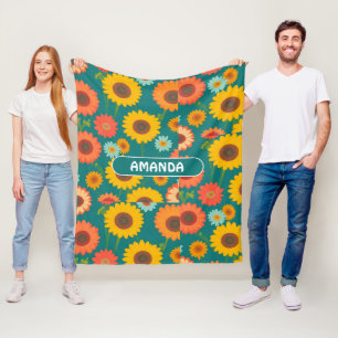 Sonnenblume Retro farbenfrohe Personalisierte Must Fleecedecke