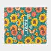 Sonnenblume Retro farbenfrohe Personalisierte Must Fleecedecke (Vorderseite (Horizontal))