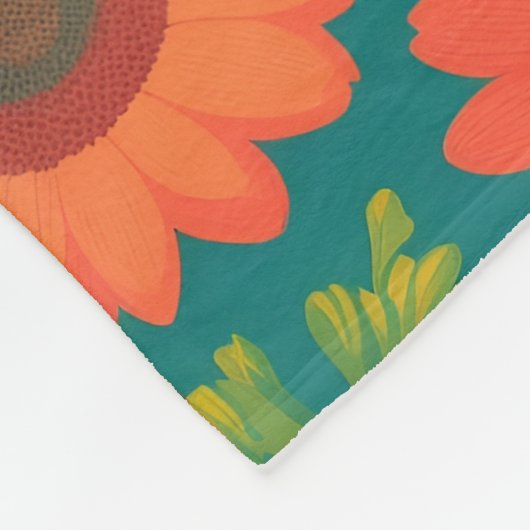 Sonnenblume Retro farbenfrohe Personalisierte Must Fleecedecke (Ecke)