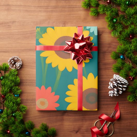 Sonnenblume Retro farbenfrohe Personalisierte Must Geschenkpapier (Feiertagsgeschenk)