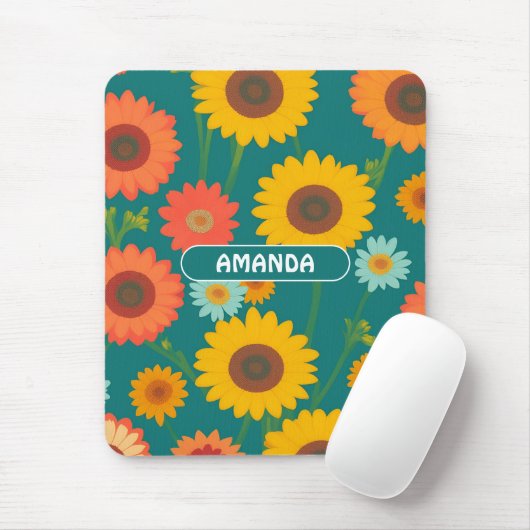 Sonnenblume Retro farbenfrohe Personalisierte Must Mousepad (Mit Mouse)