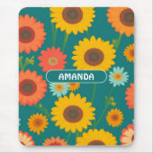 Sonnenblume Retro farbenfrohe Personalisierte Must Mousepad (Vorne)