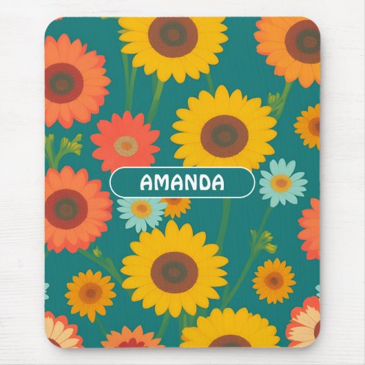 Sonnenblume Retro farbenfrohe Personalisierte Must Mousepad (Vorne)